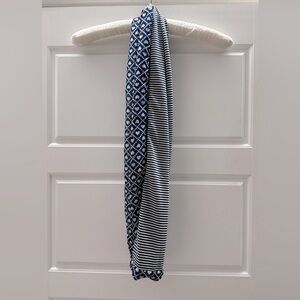 Blue and White Patterned Infinity Scarf